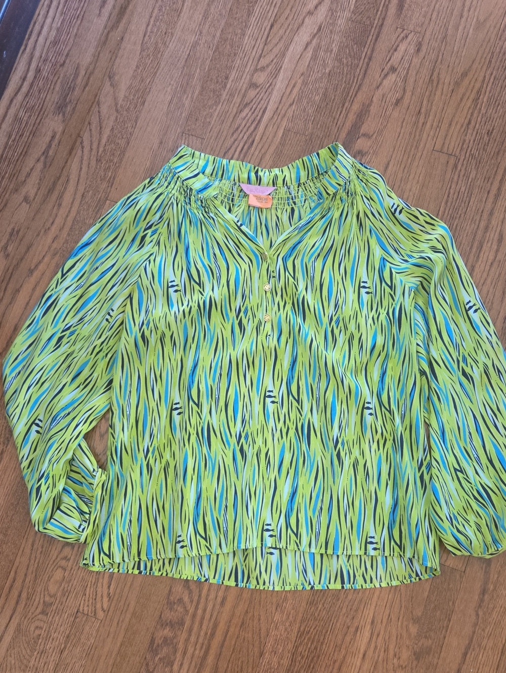 Lilly Pulitzer Elsa Silk Top In Silk Seaweed Pattern